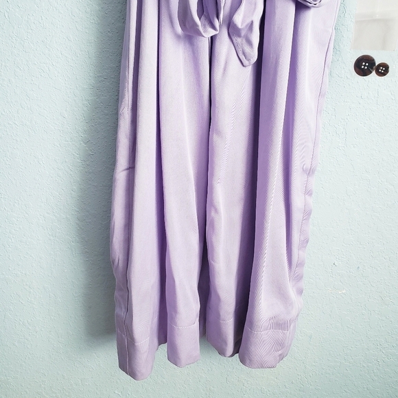 Something Navy Lilac Purple Elongated Collar Belted Trench Coat - Picture 3 of 12